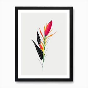 Heliconia Floral Minimal Line Drawing 1 Flower Art Print