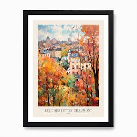 Autumn City Park Painting Parc Des Buttes Chaumont Paris France 3 Poster Art Print