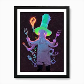 A Octopus With A Chefs Hat Juggling 2 Art Print