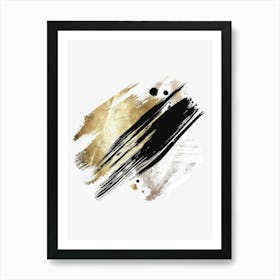 Gold And Black Brush Strokes 51 Art Print