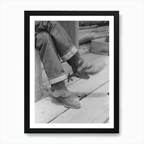 Untitled Photo, Possibly Related To Detail Of Farmer S Blue Jeans, Boots And Spurs, This Man Was Once A Cowboy Art Print