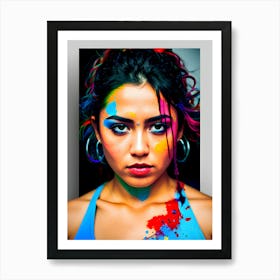 Portrait Of A Girl With Colorful Paint~ Escape Clause~ Reimagined Art Print