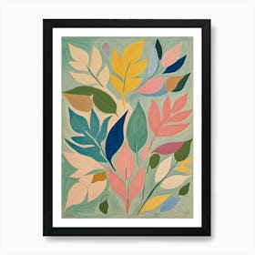 Abstract Pastel Leaves Art Print