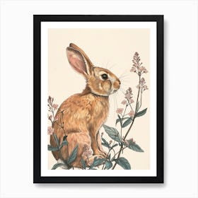 Cinnamon Blockprint Rabbit Illustration 7 Art Print