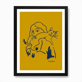 Cat in yellow Art Print