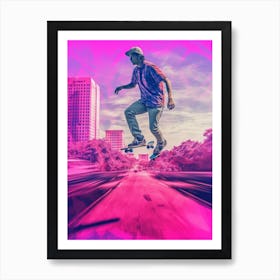 Skateboarding In Austin, United States Futuristic 4 Poster