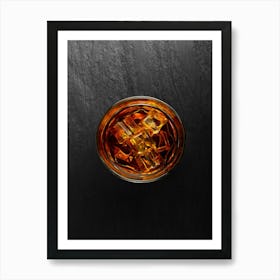 Whiskey glass — Food kitchen poster/blackboard, photo art Art Print