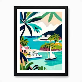 Bequia Island Saint Vincent And The Grenadines Muted Pastel Tropical Destination Art Print