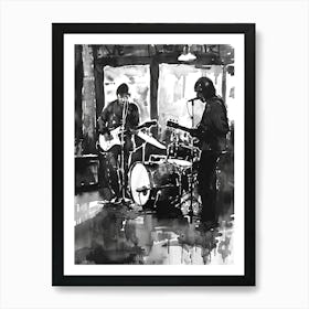 Live Music Scene Austin Texas Black And White Watercolour 3 Art Print