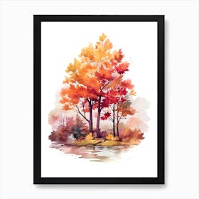 Cute Autumn Fall Scene 21 Art Print