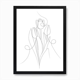 Tulips Line Drawing Art Print