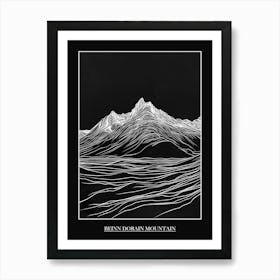 Beinn Dorain Mountain Line Drawing 6 Poster Art Print