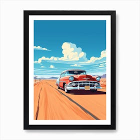 A Hammer Car In Route 66 Flat Illustration 1 Art Print