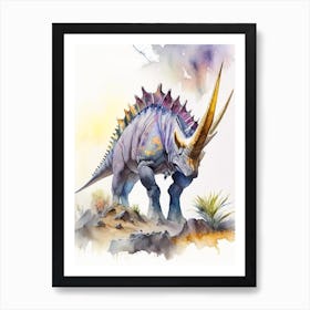 Chasmosaurus Watercolour Dinosaur Poster