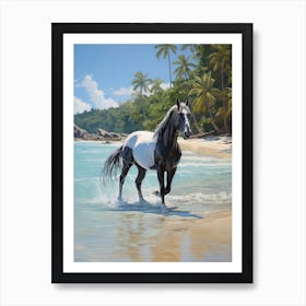 A Horse Oil Painting In Anse Source D Argent, Seychelles, Portrait 3 Art Print