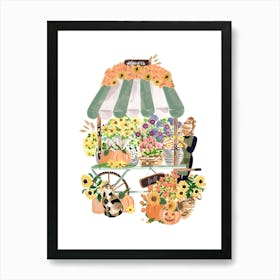 Fall Flower Cart Art Print