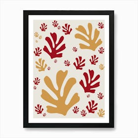 Abstract Leaves Red And Gold Art Print