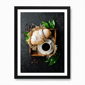 Croissants — Food kitchen poster/blackboard, photo art 1 Art Print