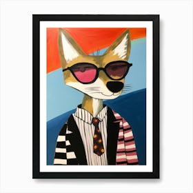 Little Coyote 4 Wearing Sunglasses Art Print