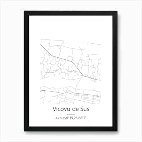 Vicovu De Sus,Romania Minimalist Map Poster