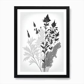 Black Cohosh Herb William Morris Inspired Line Drawing Art Print