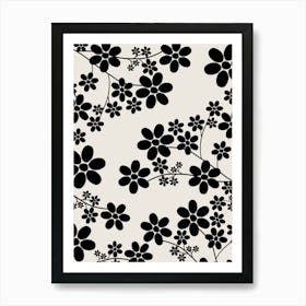 Cherry Blossom | 12 - Beige And Black Art Print