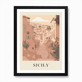 Sicily 2 Vintage Pink Italy Poster Art Print