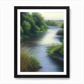 River Current Landscapes Waterscape Crayon 3 Art Print
