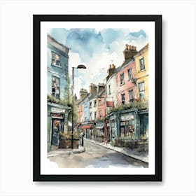 Camden London Neighborhood, Watercolour 1 Art Print