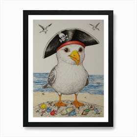 Seagull Pirate Art Print