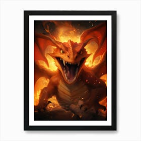 Charizad Dragon In Fire Art Print