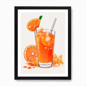 Aperol With Ice And Orange Watercolor Vertical Composition 62 Art Print