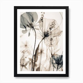 Glass Vase With Flowers Leaves Art Print