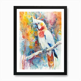 Cockatoo Colourful Watercolour 2 Art Print