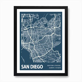 San Diego Blueprint City Map 1 Art Print