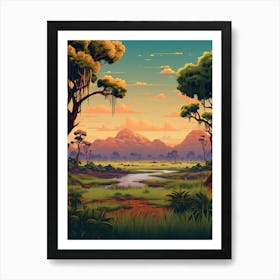 Savanna Landscape Pixel Art 4 Art Print