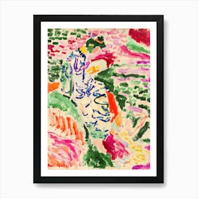 Henri Matisse Fine Art Print - La Japonaise, Woman Beside the Water, Collioure France 1905 HD Original Textured Artwork With Brush Strokes HD Remastered Vibrant Colorful Art Print