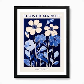 Blue Flower Market Poster Oxeye Daisy 3 Art Print