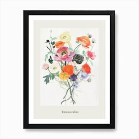 Ranunculus 2 Collage Flower Bouquet Poster Art Print