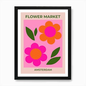 Flower Market Amsterdam | 02 - Pink And Orange Art Print