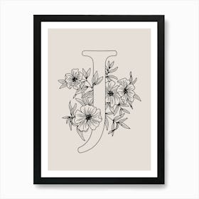 J FLORAL INITIAL Art Print