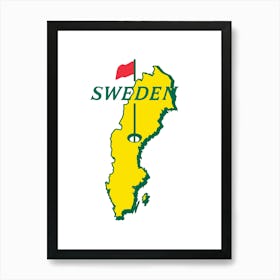 Sweden Golf Map Art Print