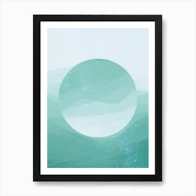 Minimal art abstract watercolor painting of calm green hills Art Print