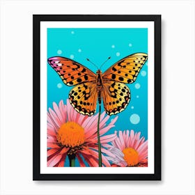 Pop Art Pearl Bordered Fritillary Butterfly 2 Art Print