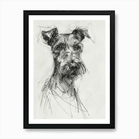 Irish Terrier Dog Charcoal Line 1 Art Print