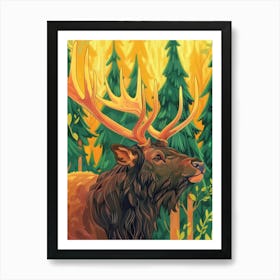 Elk In The Forest Art Print