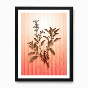 Garden Sage Vintage Botanical in Peach Fuzz Awning Stripes Pattern n.0317 Art Print