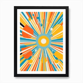 Energetic Atomic Age Inspired Starburst Art Print with Vibrant Colors and Dynamic Shapes Series - 2 Art Print