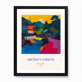 Colourful Gardens Ryoan Ji Garden Japan 6 Blue Poster Art Print