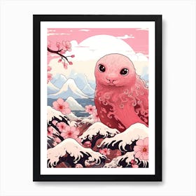 Otter Animal Drawing In The Style Of Ukiyo E 4 Art Print